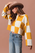Checkered Crop Sweater