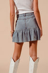 Ruffled Hem Denim Skirt