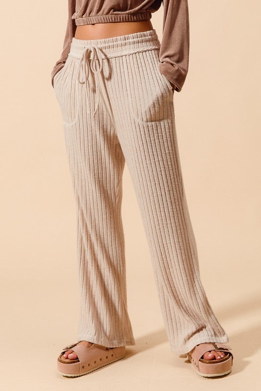 Brushed Wide Rib Knit Pant