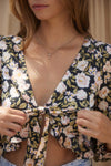 Long Sleeve Tie Front Crop