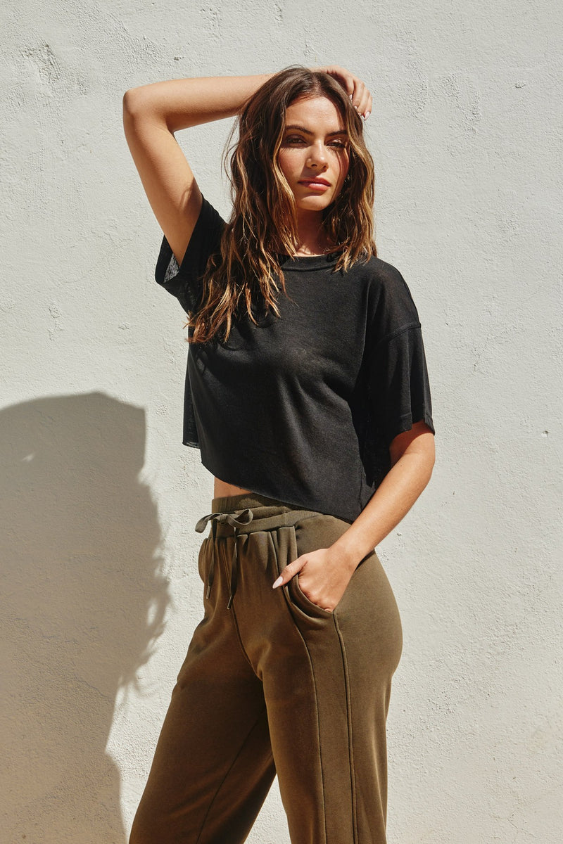 Cropped Raw Hem Top