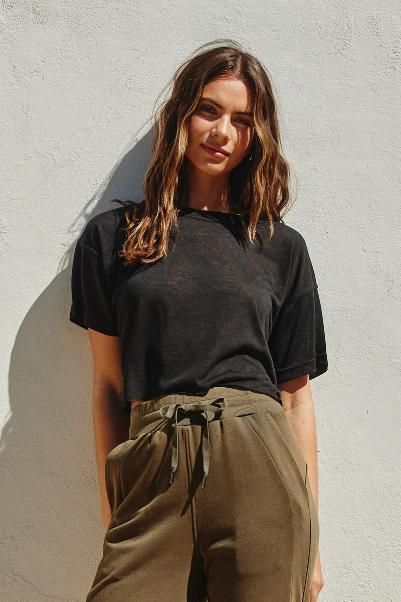 Cropped Raw Hem Top