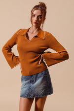 Wavy Scallop Knit Top
