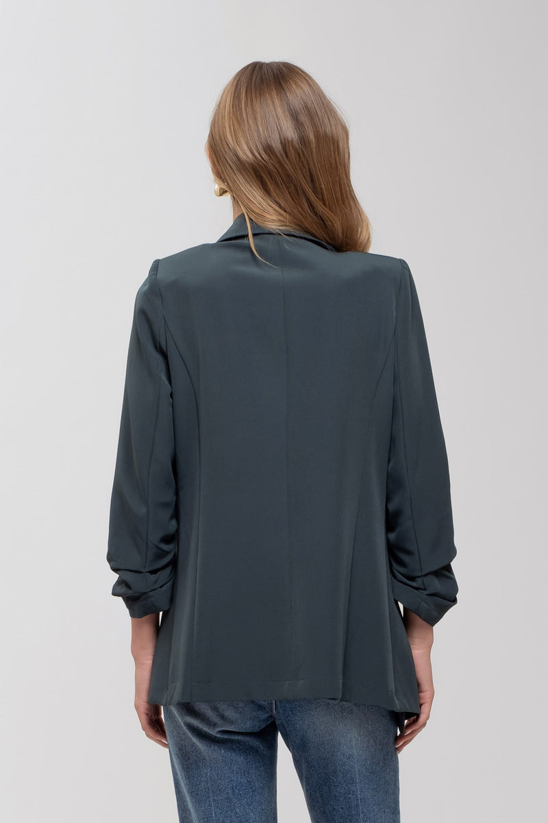 Ruched Green Blazer