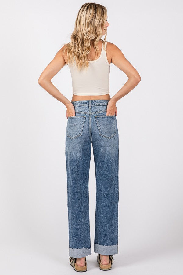 Mid Rise Baggy Straight Denim