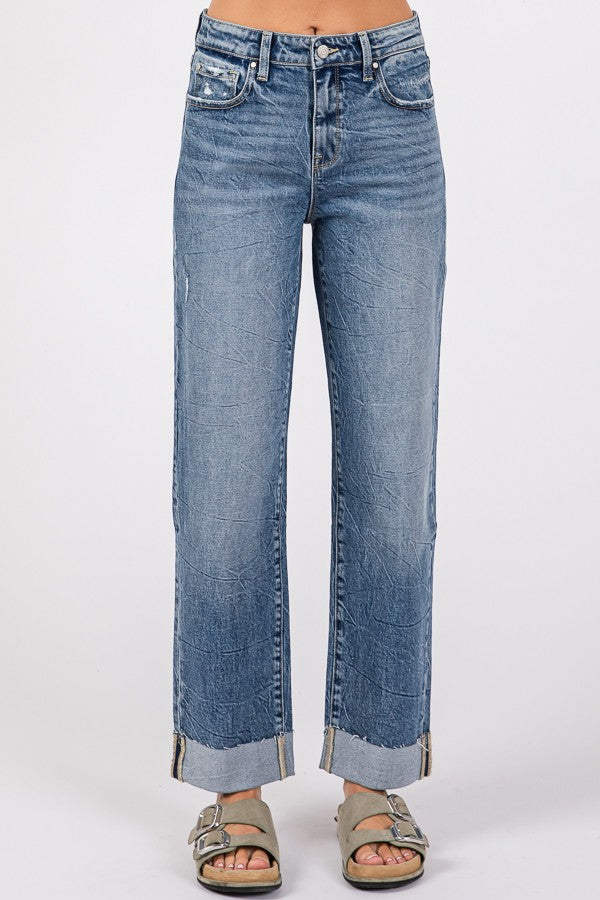 Mid Rise Baggy Straight Denim