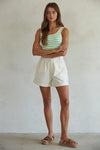 Green Striped Ribbed Bodysuit