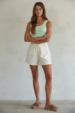 Green Striped Ribbed Bodysuit