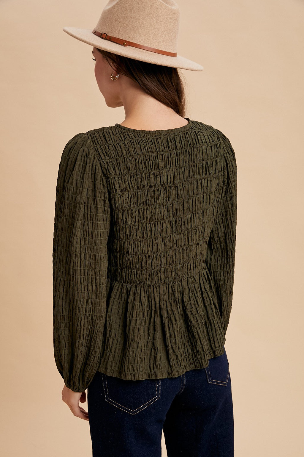 Olive Tie Front Blouse