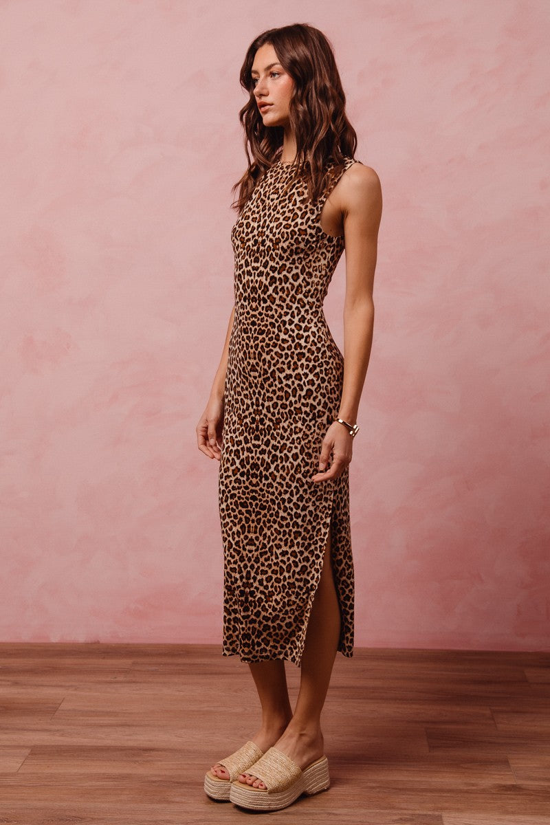 Leopard Knit Midi Dress