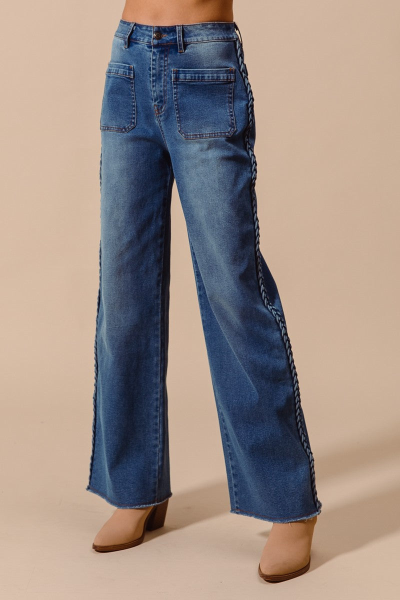 Mid Rise Straight Leg Denim