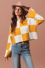 Checkered Crop Sweater