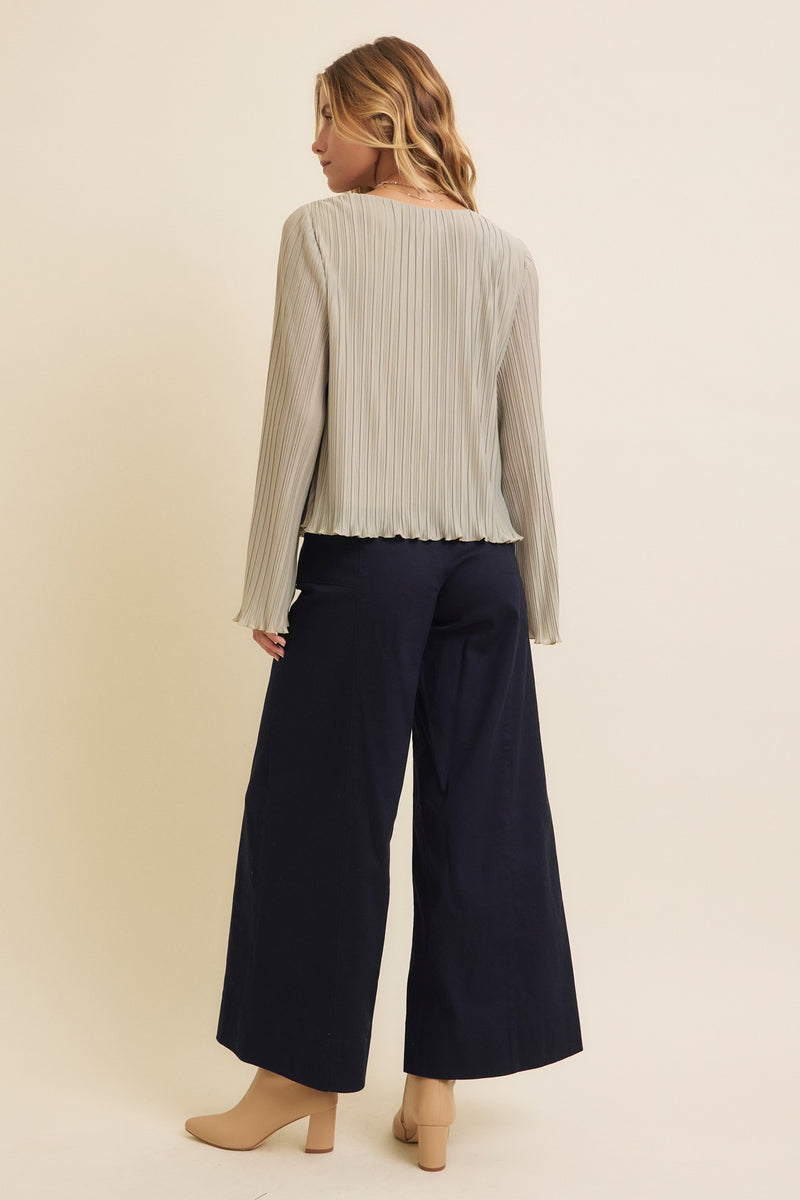 Pleated Flare Blouse Top