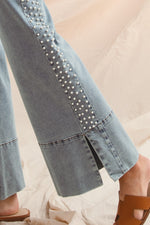 Mid Rise Pearl Flared Jeans