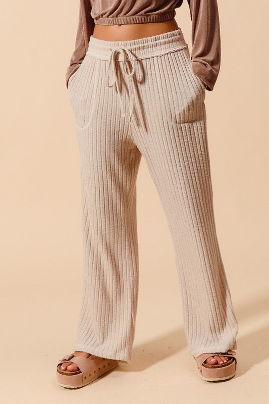 Brushed Wide Rib Knit Pant