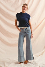 Mid Rise Pearl Flared Jeans