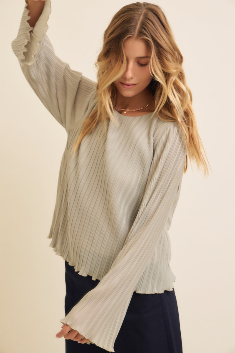 Pleated Flare Blouse Top
