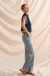 Mid Rise Pearl Flared Jeans