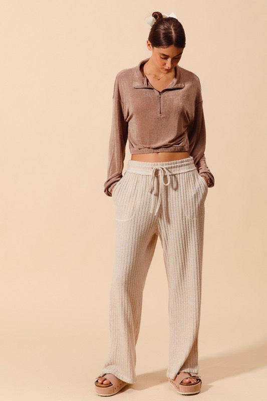 Brushed Wide Rib Knit Pant