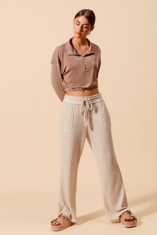 Brushed Wide Rib Knit Pant