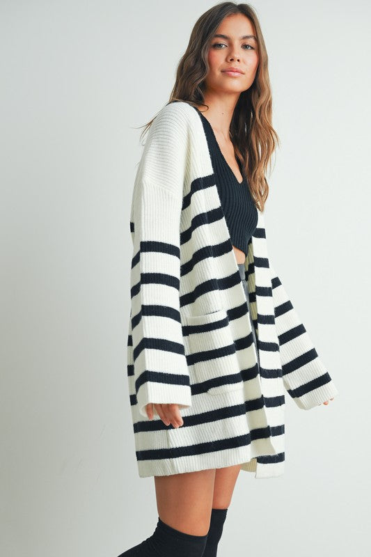 Knitted Stripe Maxi Cardigan