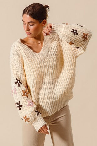Flower Sleeve Sweater