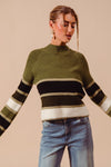 Striped Mock Neck Sweater