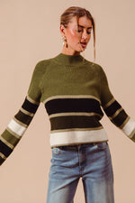 Striped Mock Neck Sweater