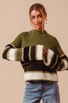 Striped Mock Neck Sweater
