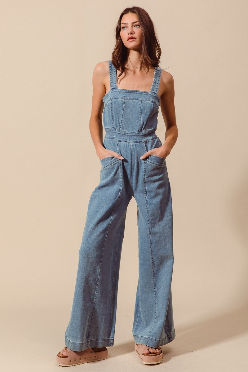 Bootcut Denim Jumpsuit