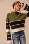 Striped Mock Neck Sweater