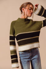 Striped Mock Neck Sweater