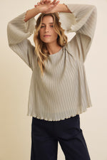 Pleated Flare Blouse Top