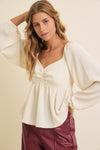 Crinkle Babydoll Blouse
